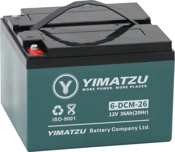 Battery - EV12026-2 / 6-DCM-26 / 6-DZM-26 / 6-FM-26, AGM, 12V 35Ah, Yimatzu, Threaded Terminals