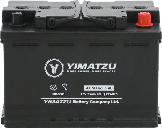 Battery - Group 48 / H6 / L3 AGM Automotive, 12V 75Ah, 820CCA, SLA, MF, Yimatzu