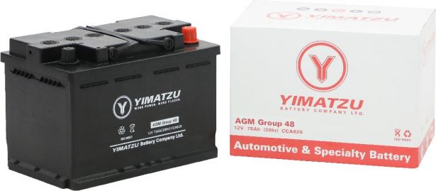 Battery - Group 48 / H6 / L3 AGM Automotive, 12V 75Ah, 820CCA, SLA, MF, Yimatzu