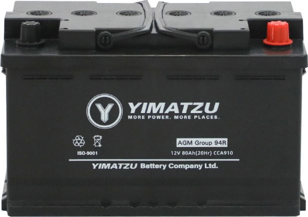 Battery - Group 94R / H7 / LN4 AGM Automotive,  12V 80Ah, 910CCA, SLA, MF, Yimatzu