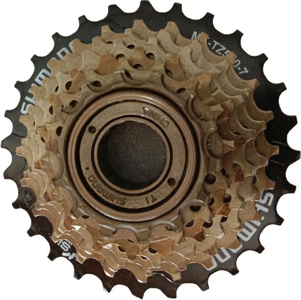 Freewheel - Shimano 7-Speed Multiple Freewheel Sprocket, AMF-TZ5007428, SHOK Motors Atomik, Pulsar, Excursion