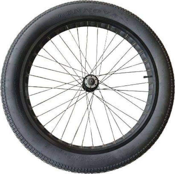 Front Wheel Assembly - 26x4, Mounted Rim, Rim Tape, Tube & Tire, SHOK Motors Atomik, Excursion