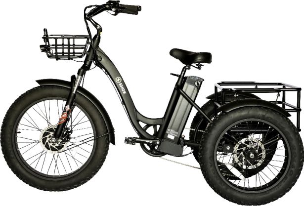 SHOK Triode - Black, 3-Wheel Ebike / Trike, 48V, 500W, 13Ah 624Wh