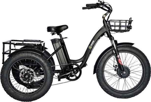 SHOK Triode - Black, 3-Wheel Ebike / Trike, 48V, 500W, 13Ah 624Wh