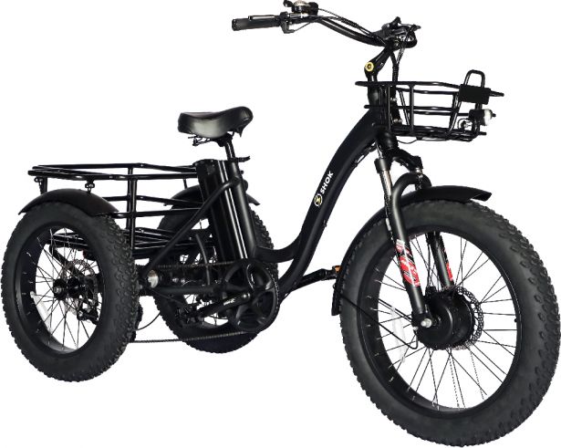 SHOK Triode - Black, 3-Wheel Ebike / Trike, 48V, 500W, 13Ah 624Wh