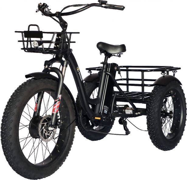 SHOK Triode - Black, 3-Wheel Ebike / Trike, 48V, 500W, 13Ah 624Wh