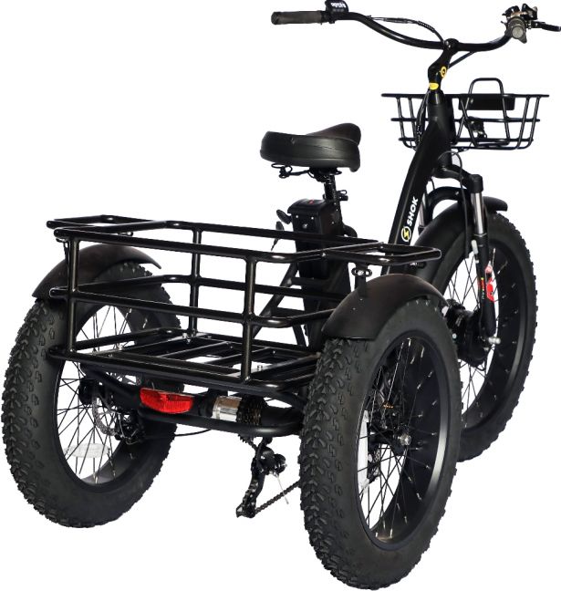 SHOK Triode - Black, 3-Wheel Ebike / Trike, 48V, 500W, 13Ah 624Wh