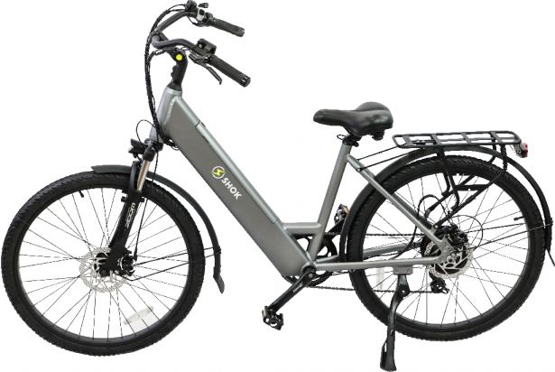 SHOK Nova - Argent, Step-Through City Ebike, 48V, 500W, 10.4Ah, 500Wh