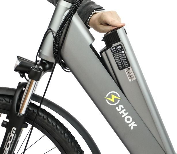 SHOK Nova - Argent, Step-Through City Ebike, 48V, 500W, 10.4Ah, 500Wh