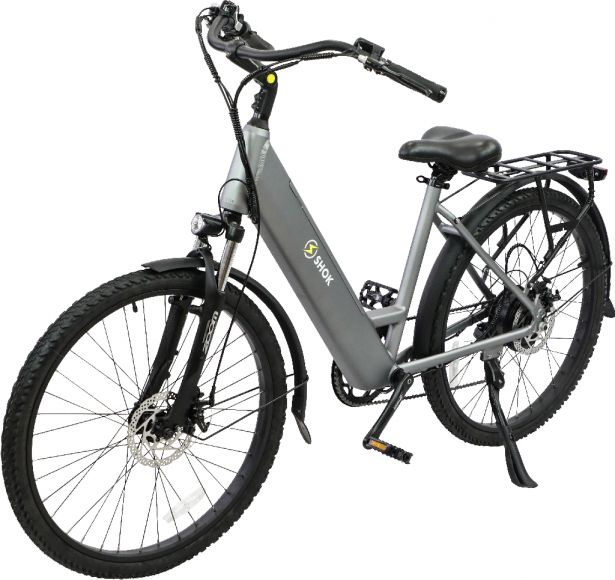 SHOK Nova - Argent, Step-Through City Ebike, 48V, 500W, 10.4Ah, 500Wh