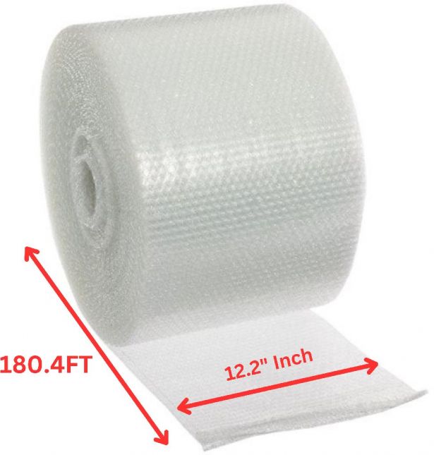 Bubble Wrap Bale - Small Bubbles, 3/8 Inch (10mm) Diameter, 210ft x 1ft (64m x 0.3m) Length