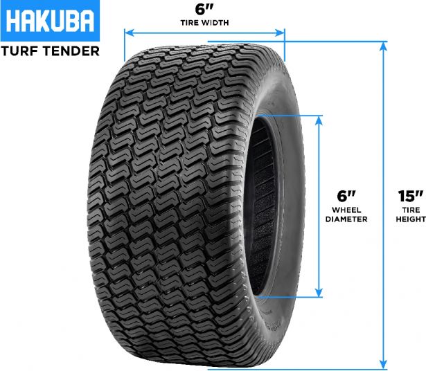 Tire - Hakuba Turftender, 15x6.00-6, 4 Ply, Lawn&Garden