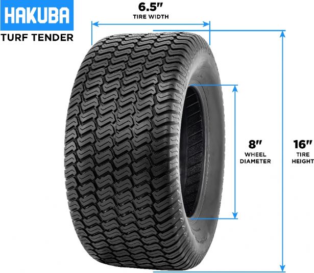 Tire - Hakuba Turftender, 16x6.50-8, 4 Ply, Lawn&Garden