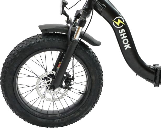 SHOK Pulsar - Black (50% Matte), Folding Fat Tire Step Through Ebike 48V, 500W, 10.4Ah, 500Wh