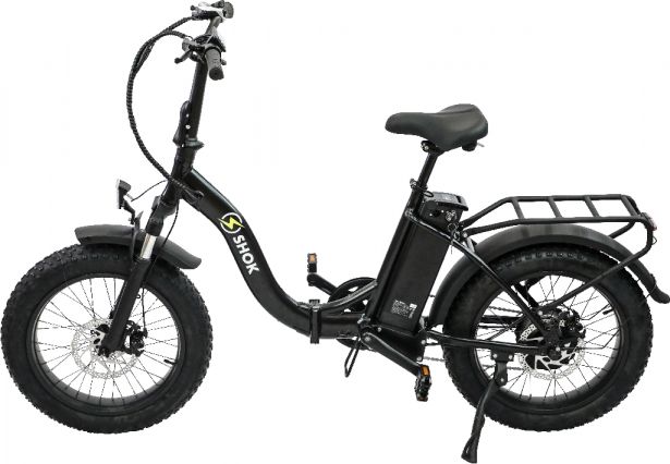 SHOK Pulsar - Black, Folding Fat Tire Step Through Ebike 48V, 500W, 10.4Ah, 500Wh