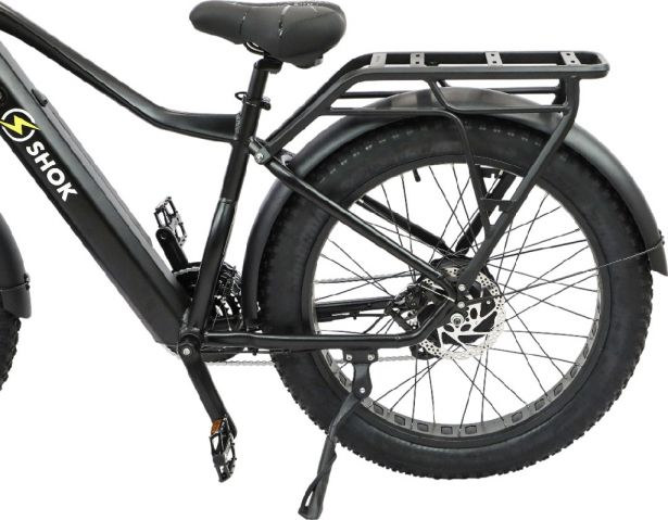 SHOK Atomik - Black (50% Matte), Fat Tire Mountain Ebike 48V, 500W, 10.4Ah, 500Wh