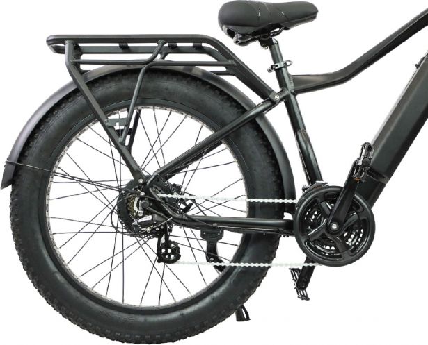 SHOK Atomik - Black (50% Matte), Fat Tire Mountain Ebike 48V, 500W, 10.4Ah, 500Wh