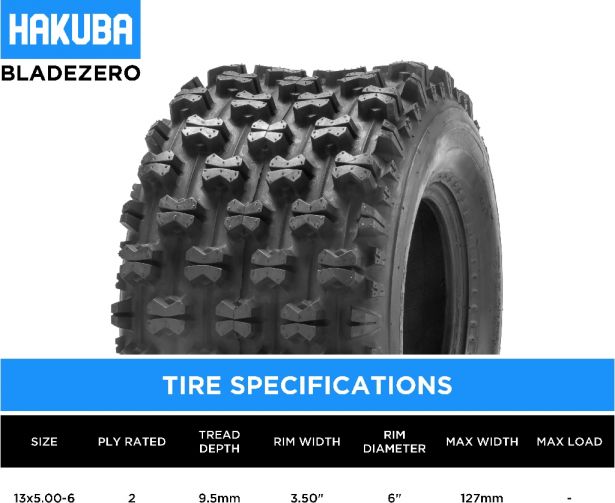 Tire - Hakuba BladeZero Offroad, 13x5.00-6, 2 Ply, ATV / Buggy