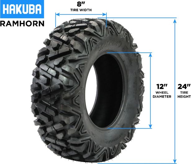 Tire - Hakuba Ramhorn Offroad, 24x8-12, 6 Ply, Bighorn Style, ATV / UTV