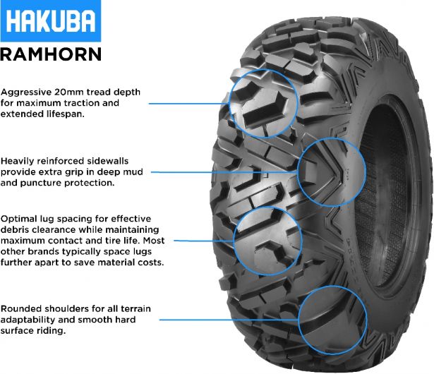 Tire - Hakuba Ramhorn Offroad, 24x10-11, 6 Ply, Bighorn Style, ATV / UTV