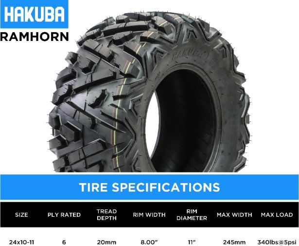 Tire - Hakuba Ramhorn Offroad, 24x10-11, 6 Ply, Bighorn Style, ATV / UTV