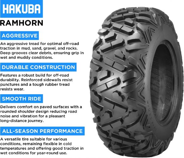Tire - Hakuba Ramhorn Offroad, 24x10-11, 6 Ply, Bighorn Style, ATV / UTV