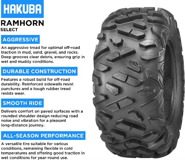 Tire - Hakuba Ramhorn Select Offroad, 27x11-12, 6 Ply, Bighorn Style, ATV / UTV