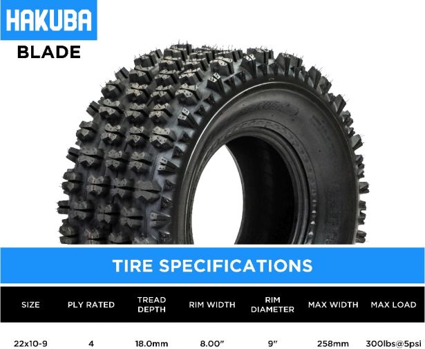 Tire - Hakuba Blade Offroad, 22x10-9, 4 Ply, ATV / UTV