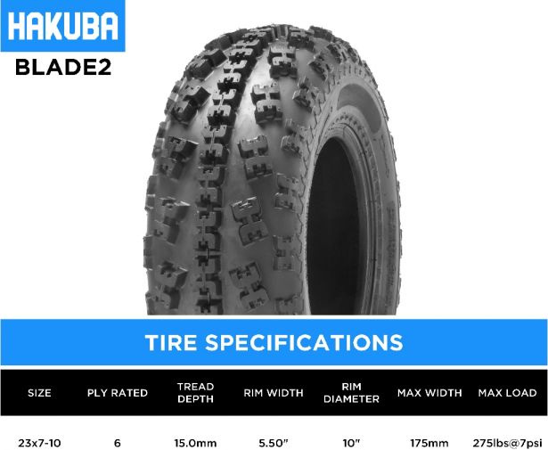 Tire - Hakuba Blade2 Offroad, 22x7-10, 4 Ply, ATV / UTV