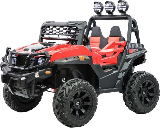 Ride On - Kids Jeep, 2-Seater, 4WD, Lifted, Leather Seats, EVA Wheels, Remote, Red