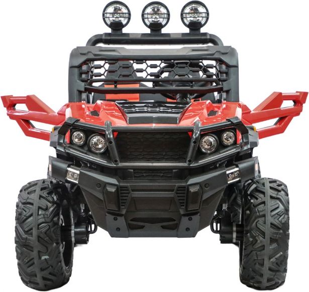 Ride On - Kids Jeep, 2-Seater, 4WD, Lifted, Leather Seats, EVA Wheels, Remote, Red