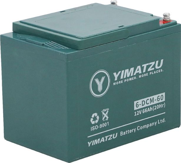 Battery - EV12600 / 6-DCM-60 / 6-DZM-60 / 6-FM-60, Group 24, AGM, 12V 66Ah, Yimatzu, Threaded Terminals