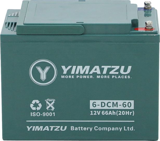 Battery - EV12600 / 6-DCM-60 / 6-DZM-60 / 6-FM-60, Group 24, AGM, 12V 66Ah, Yimatzu, Threaded Terminals