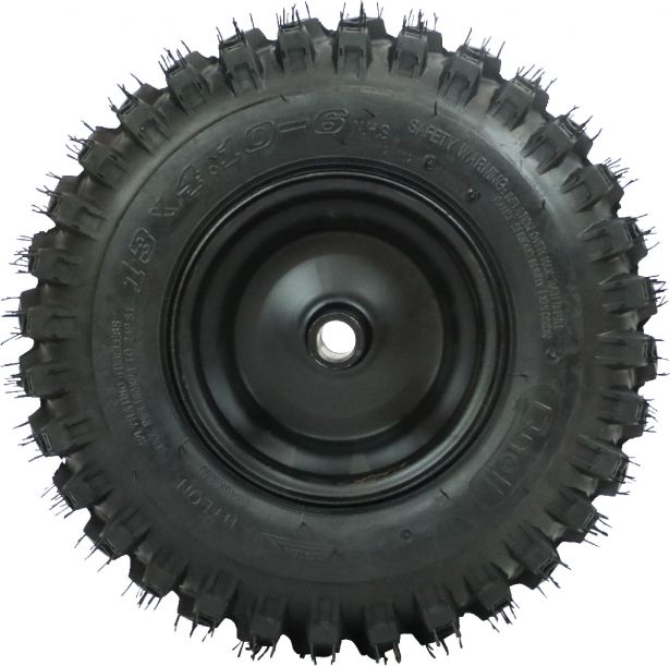 Rim and Tire Set - 13 x 4.1 - 6, Directional, Locking Pin Style, Snowblower, Garden Machine, Universal Wheel Assembly, Left Side
