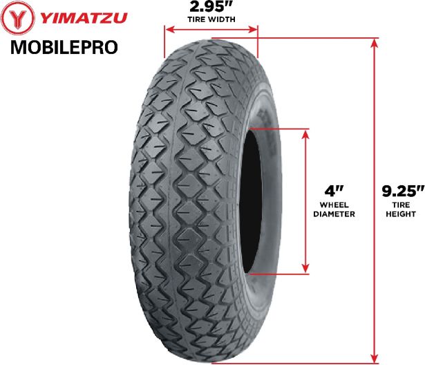 Tire - Yimatzu MobilePro, 2.80/2.50-4, 4 Ply, Tubed