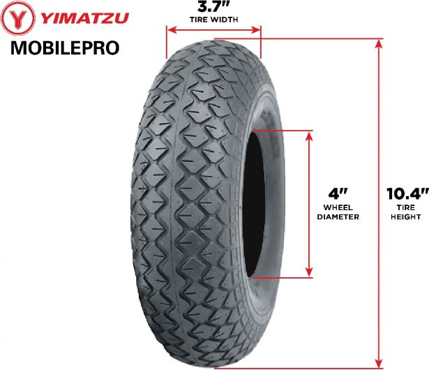 Tire - Yimatzu MobilePro, 3.00-4, 4 Ply, Tubed
