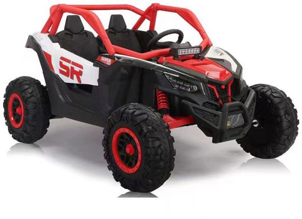 SHOK Ride On - SideKick, Kids Buggy, 2-Seat, 24V, Leather Seats, EVA Wheels, Remote, Red