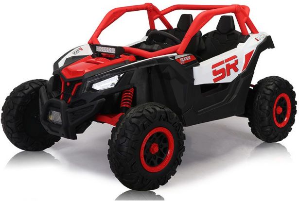 SHOK Ride On - SideKick, Kids Buggy, 2-Seat, 24V, Leather Seats, EVA Wheels, Remote, Red