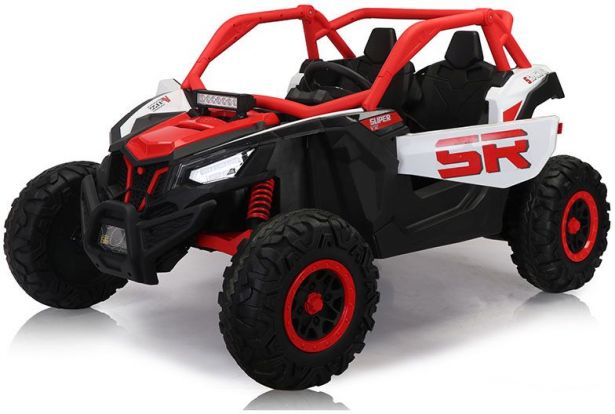 SHOK Ride On - SideKick, Kids Buggy, 2-Seat, 24V, Leather Seats, EVA Wheels, Remote, Red