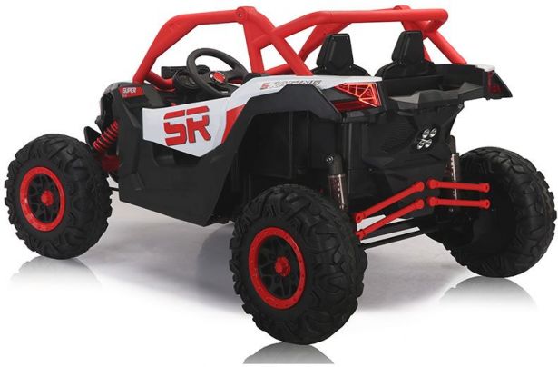 SHOK Ride On - SideKick, Kids Buggy, 2-Seat, 24V, Leather Seats, EVA Wheels, Remote, Red