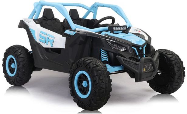 SHOK Ride On - SideKick, Kids Buggy, 2-Seat, 24V, Leather Seats, EVA Wheels, Remote, Blue