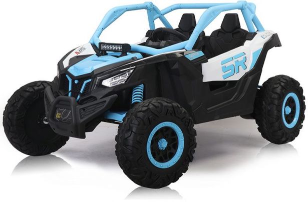 SHOK Ride On - SideKick, Kids Buggy, 2-Seat, 24V, Leather Seats, EVA Wheels, Remote, Blue