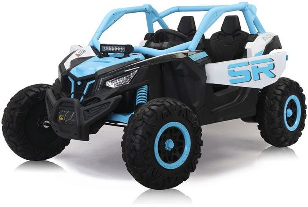 SHOK Ride On - SideKick, Kids Buggy, 2-Seat, 24V, Leather Seats, EVA Wheels, Remote, Blue