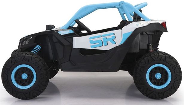 SHOK Ride On - SideKick, Kids Buggy, 2-Seat, 24V, Leather Seats, EVA Wheels, Remote, Blue