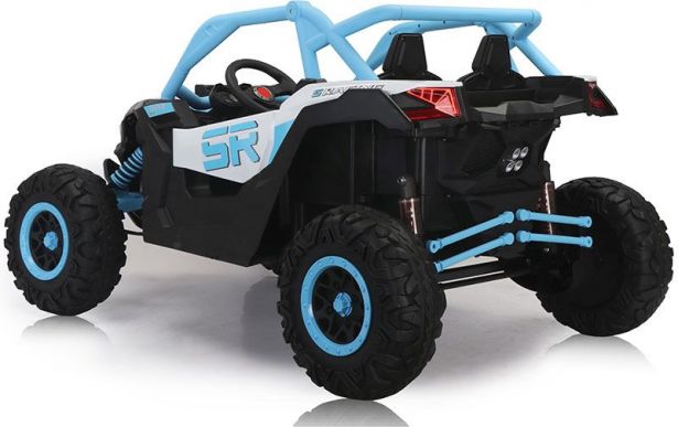 SHOK Ride On - SideKick, Kids Buggy, 2-Seat, 24V, Leather Seats, EVA Wheels, Remote, Blue