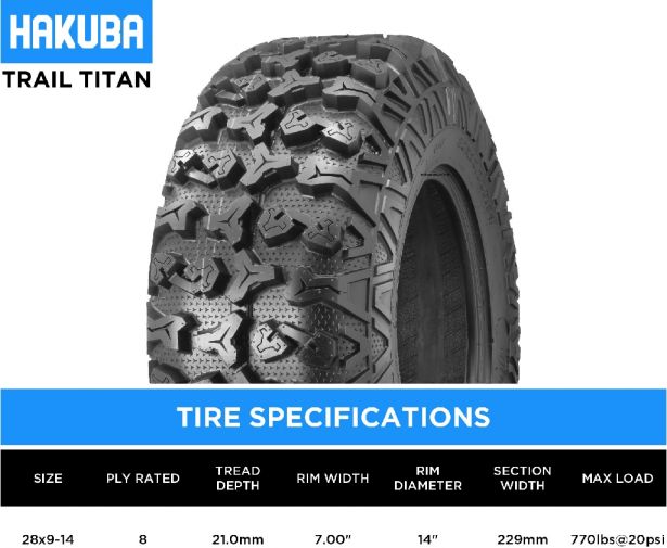 Tire - Hakuba Trail Titan Offroad, 28x9-14,  8 Ply, ATV / UTV