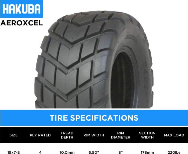 Tire - Hakuba AeroXcel On-Road/Off-Road, 19x7-8, 4 Ply