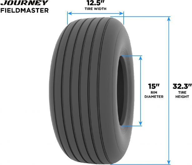 Tire - Journey FieldMaster Agricultural, 12.5L-15, 12 Ply, Tubeless