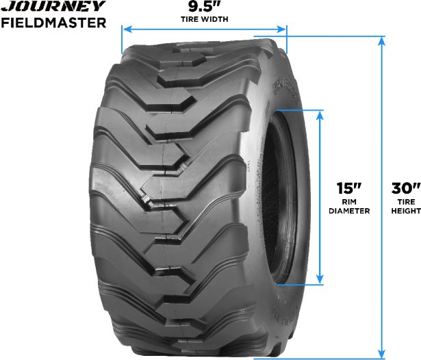 Tire - Journey FieldMaster Agricultural, 9.5L-15, 12 Ply, Tubeless