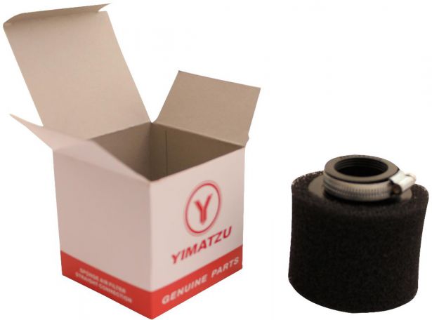 Air Filter - 38mm, Sponge, Straight, Yimatzu Brand, Black